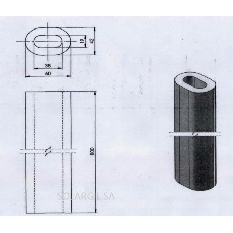 TUBULAR OVAL PROPS H 100 mm Diam.60*42 mm 1350°C