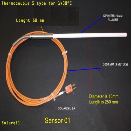 ENSEMBLE DE RECHANGE SONDE 250 MM TYPE S + CORDON 3 M + CONNEXION