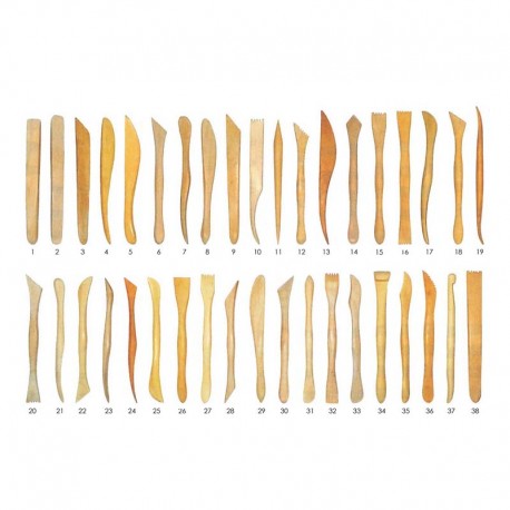 EBAUCHOIRS EN BUIS DE 16 CM - LOT DE 38 U ASSORTIES -